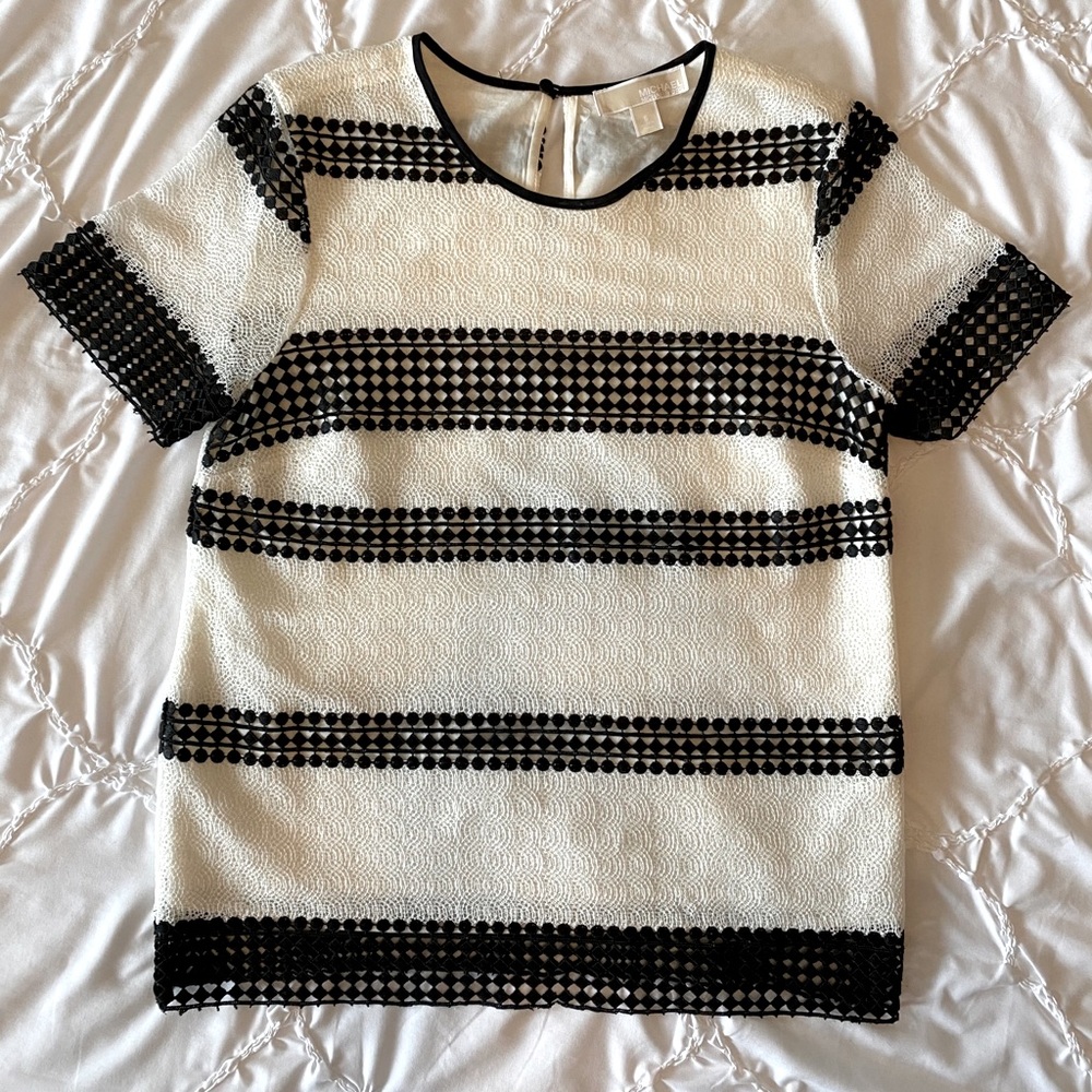 Michael Michael Kors Black and White Lace Blouse